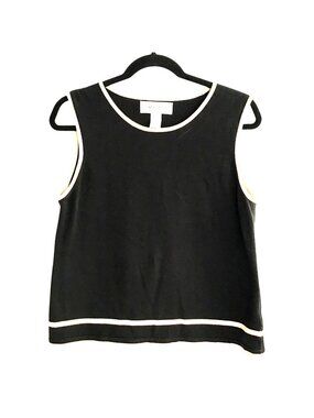 JONES WEAR - WOMENS BLACK/TAN 100% COTTON TOP SIZE LARGE